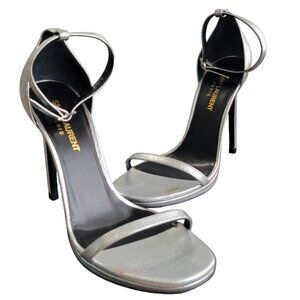 Saint Laurent Argento Silver Heels Size 36